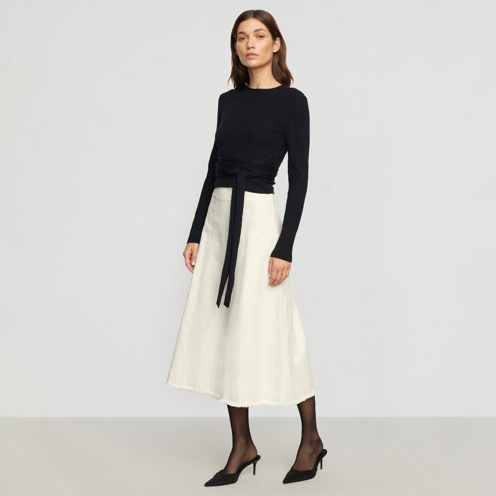Modern Citizen Saskia Front-Seam Cotton Twill Skirt Size MCream / M